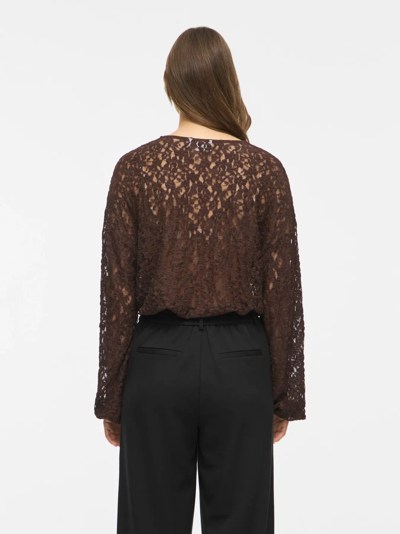 VILA VIALDEIA brun transparent top med blonde