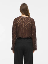 VILA VIALDEIA brun transparent top med blonde