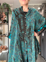 Cofur Diva Tunika onesize med smukt paisley mønster i grøn og blå