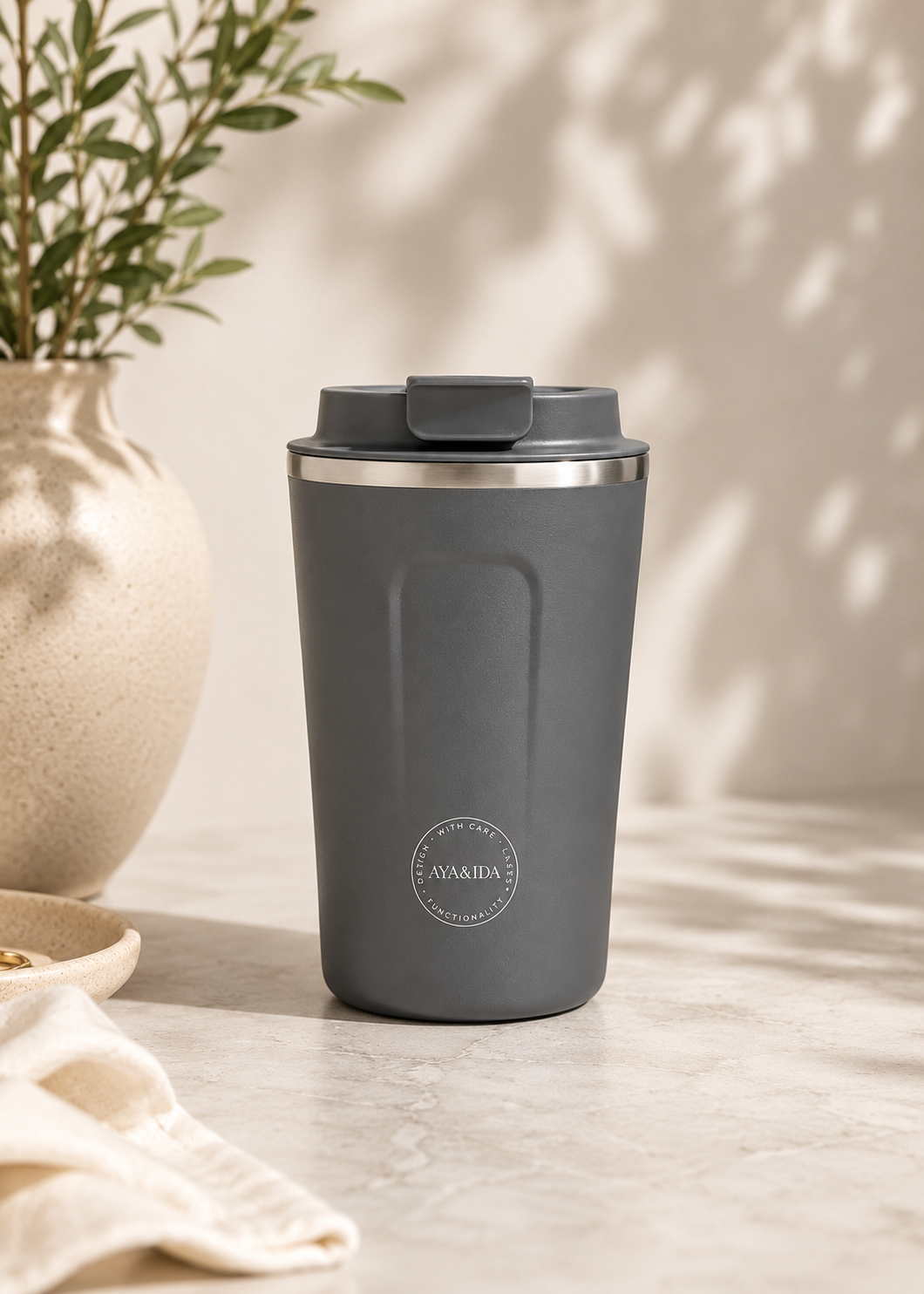 CUP2GO Termokop 380 ml Dark Grey fra AYA&IDA