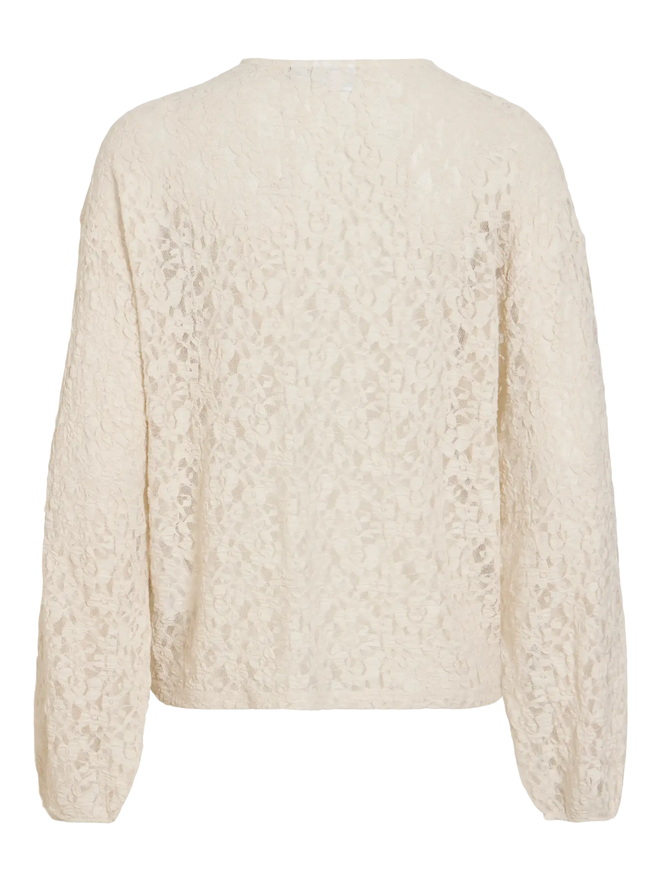 VILA VIALDEIA lys cremefarvet transparent blondetop
