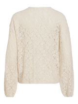 VILA VIALDEIA lys cremefarvet transparent blondetop