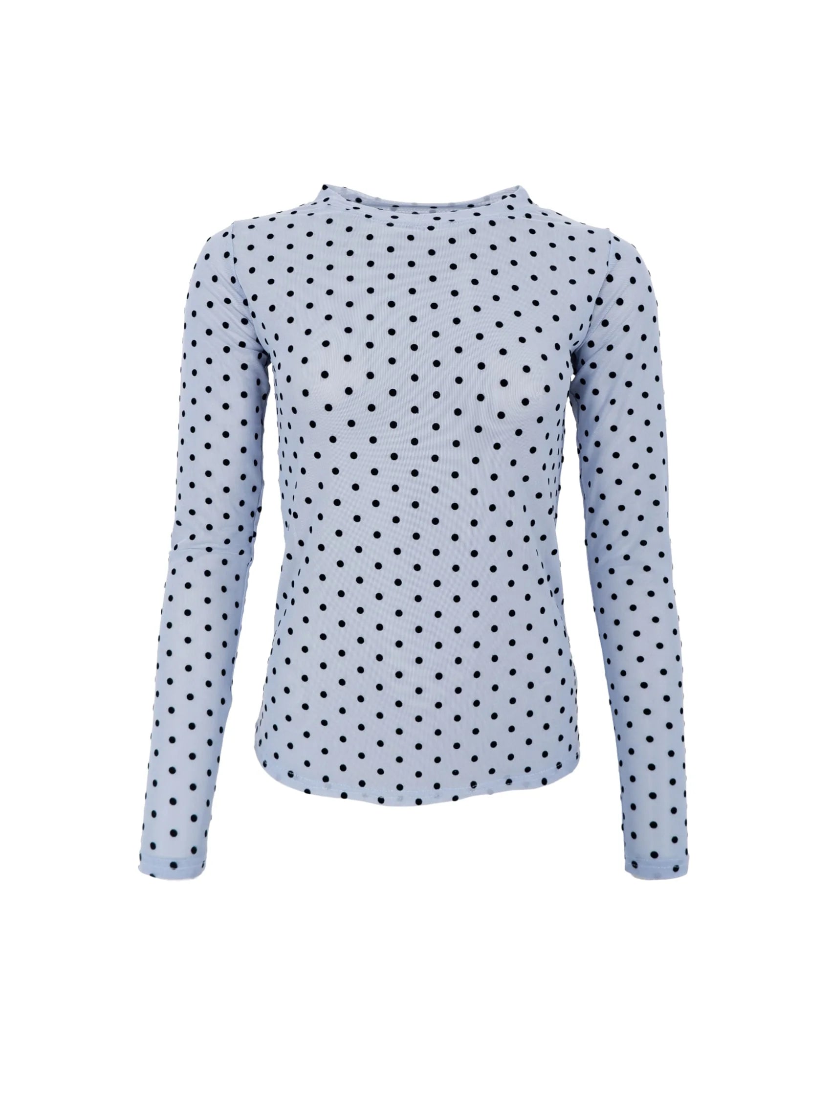 Black Colour prikket mesh bluse til lag på lag styling