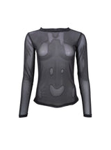 Jessie 41223 Black Dotted meshbluse med lange ærmer