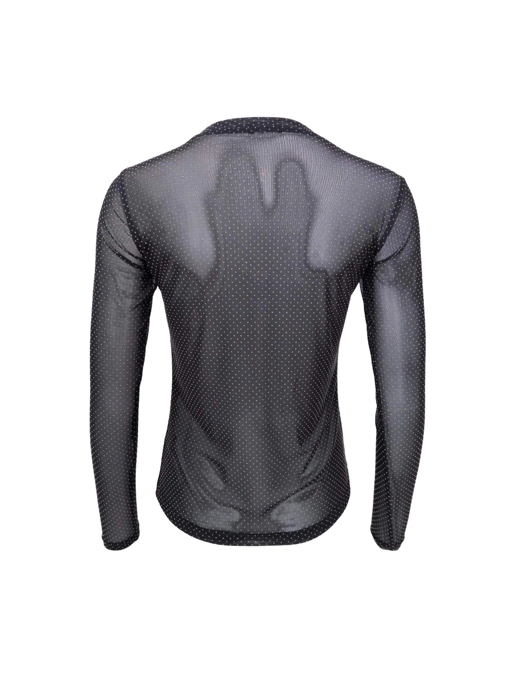 Jessie Mesh Blouse Black Dotted fra Black Colour