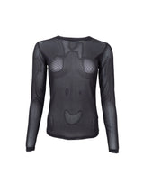 Jessie 41223 sort meshbluse med lange ærmer