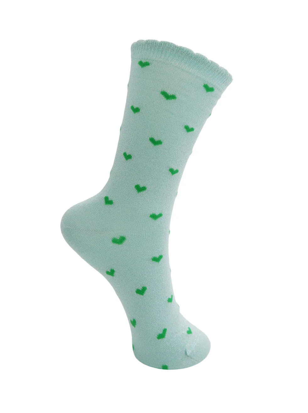 Dottie strømper med hjerter fra Black Colour i farven Pistachio