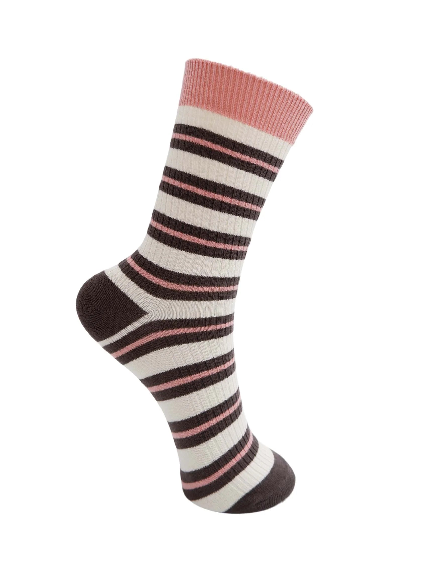 BCBRENDA stribede strømper fra Black Colour i Soft Pink og Brown