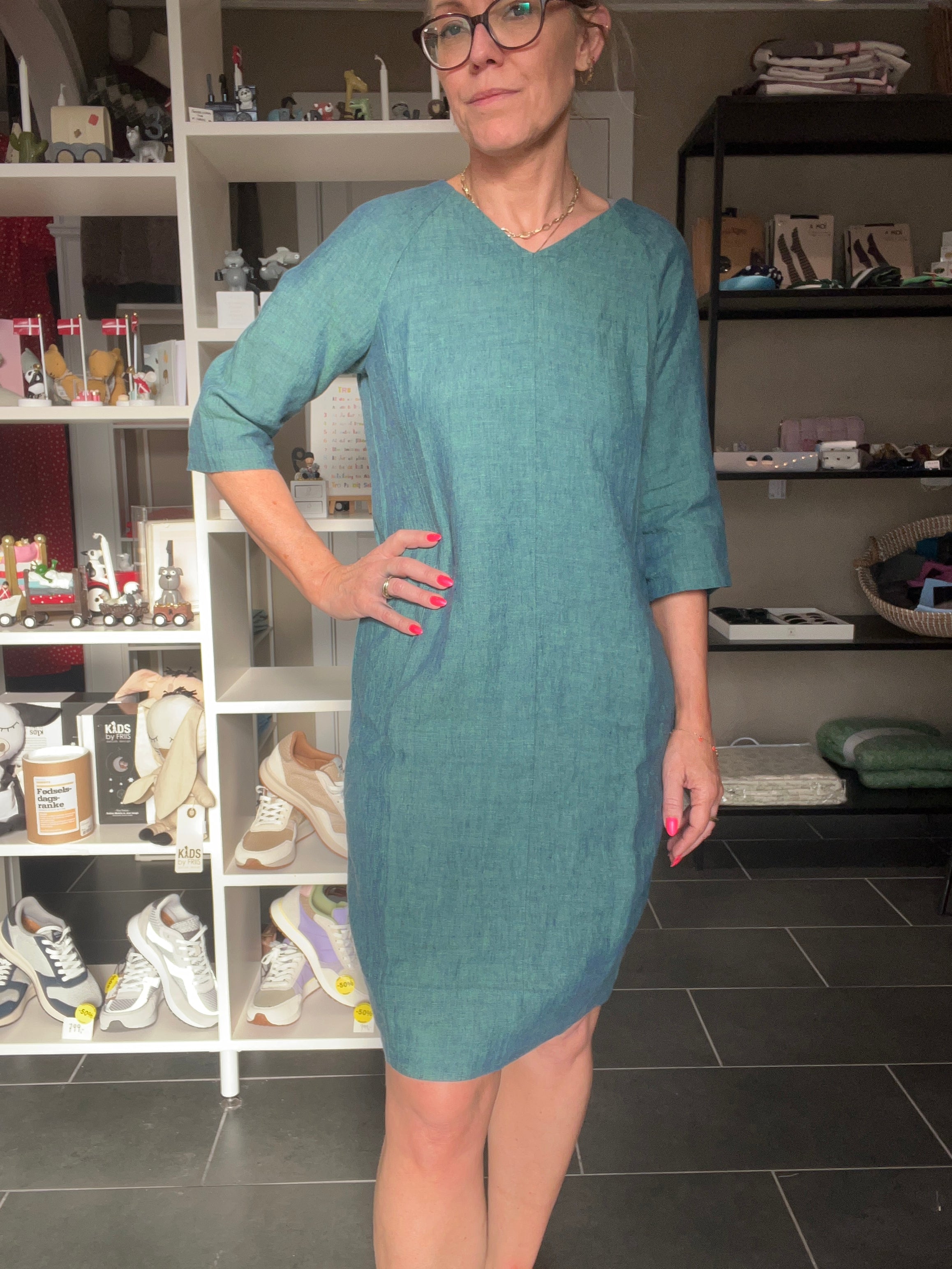 Safa Dress – Figursyet Hørkjole – Emerald Green – GR Nature