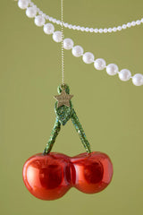 Vondels Ornament Glas Red Pearl Cherry H8 cm