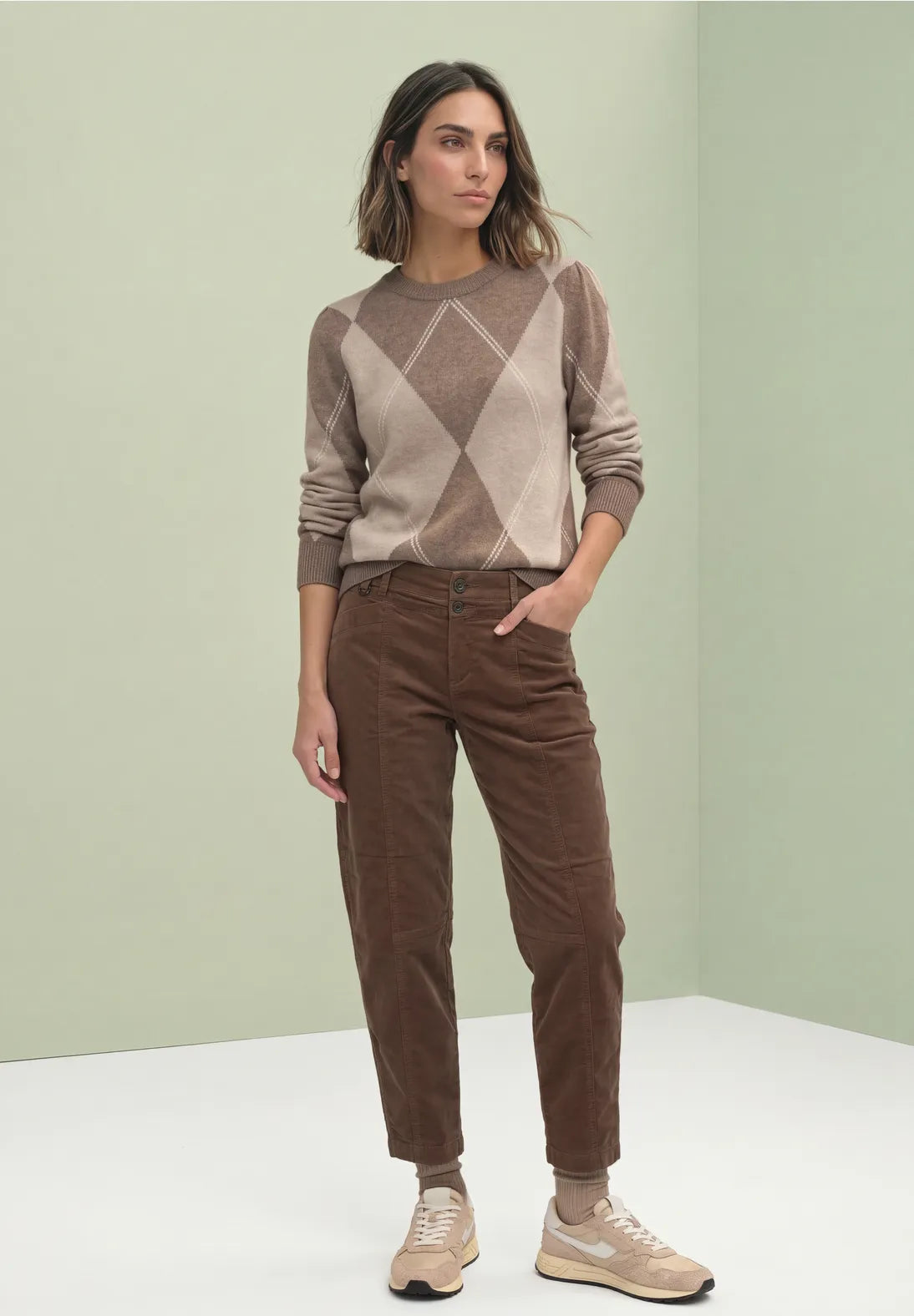 Street One 303970 argyle strik med rund hals