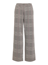 VILA wide leg bukser med høj talje og tern i Beige, Black Beauty og Cherry Mahogany