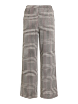 VILA wide leg bukser med høj talje og tern i Beige, Black Beauty og Cherry Mahogany