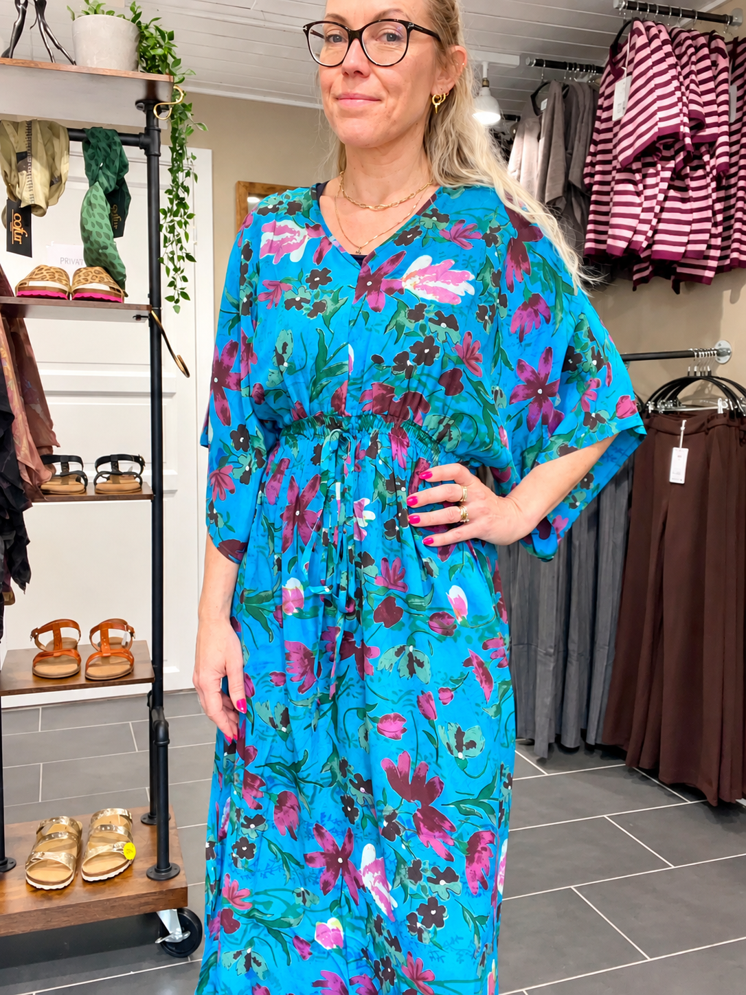 Cofur Lombok Dress S27 – dyb turkis blomstret
