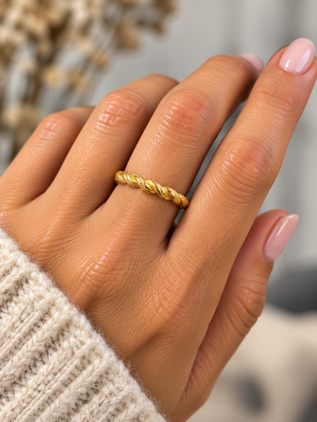 Zefina Denmark Lille Snoet Fingerring forgyldt