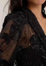 festlig sort blazer fra vila med broderi