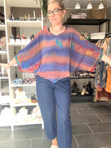Upcyclet brun og blå silkebluse fra Cofur Denmark 