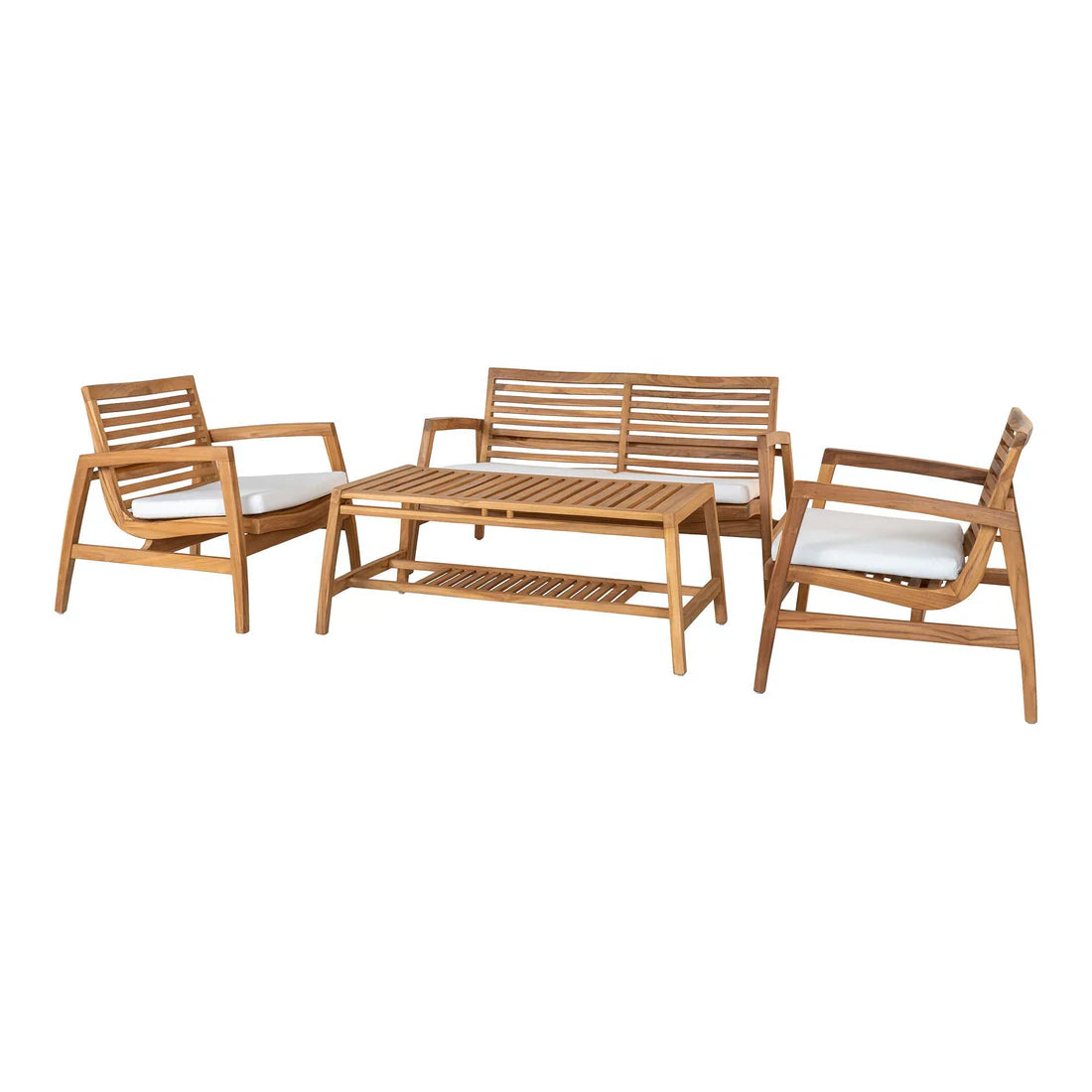 Havemøbler loungesæt teak natur til 4 personer