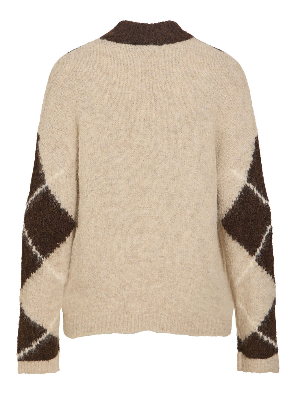 VILA VITORIA HIGH NECK L/S CHECK 14119553 – Coffee Bean/Birch