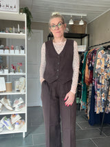Street One Wide Leg Button HW Linen Bukser 379811 – Espresso brown
