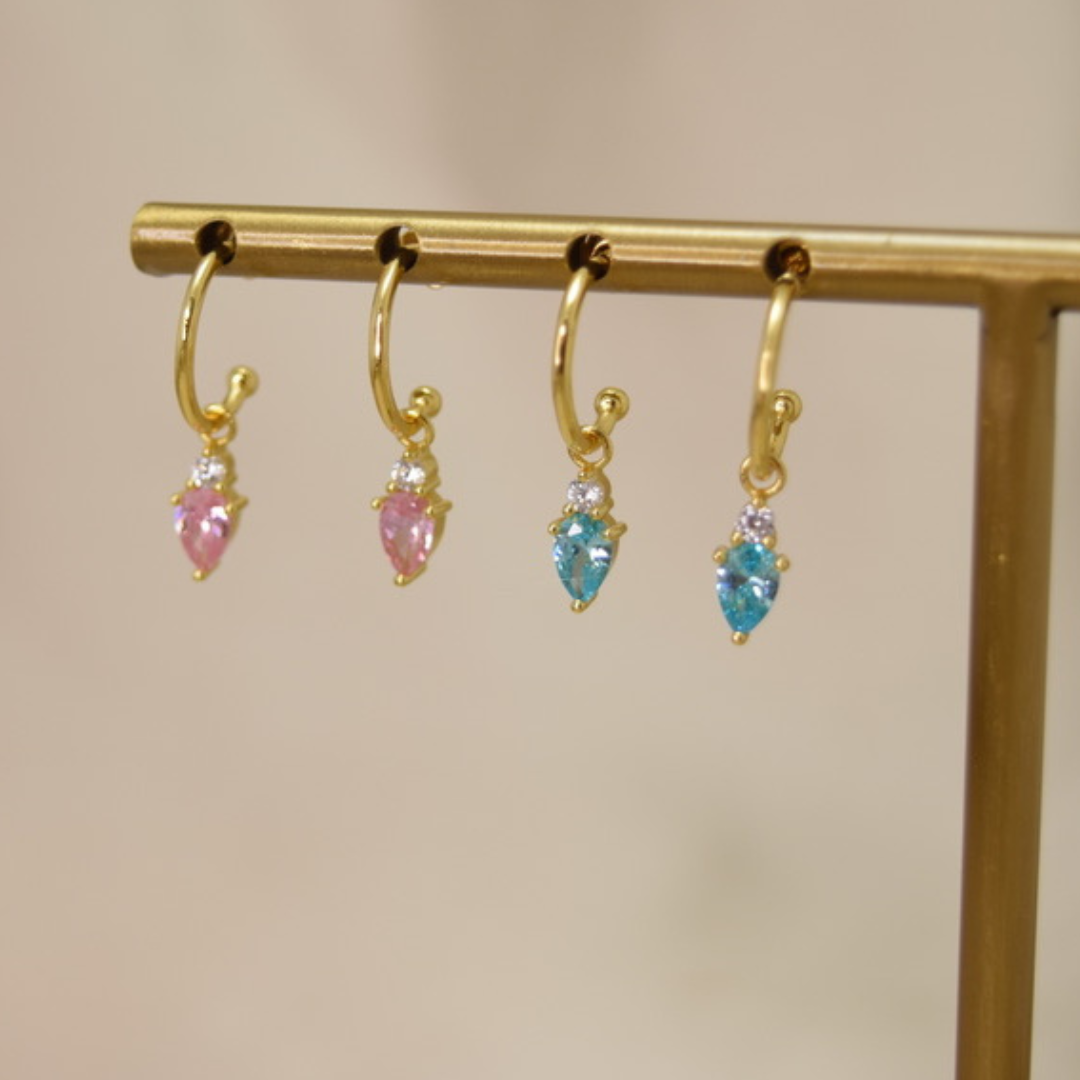 Zefina Denmark Victoria Pink øreringe med lyserød CZ sten