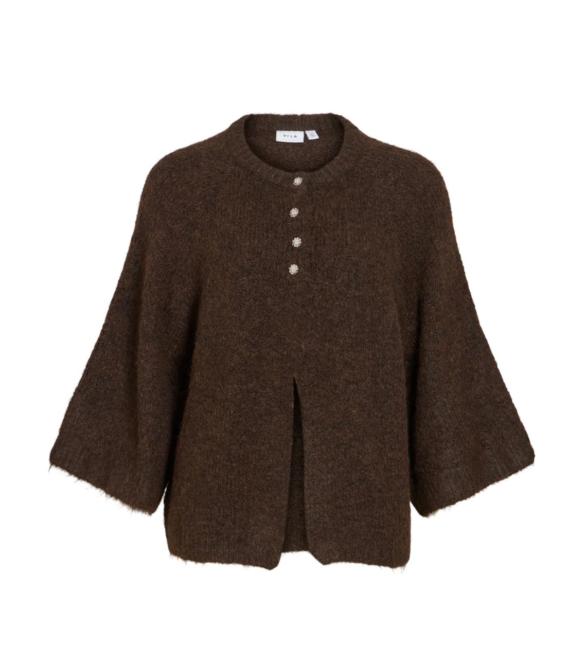 Fluffy cardigan i Coffee Bean fra VILA