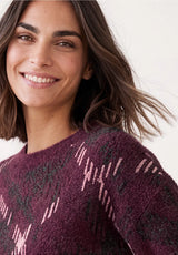 Street One Rustic Rouge strik med ternet jacquardmønster