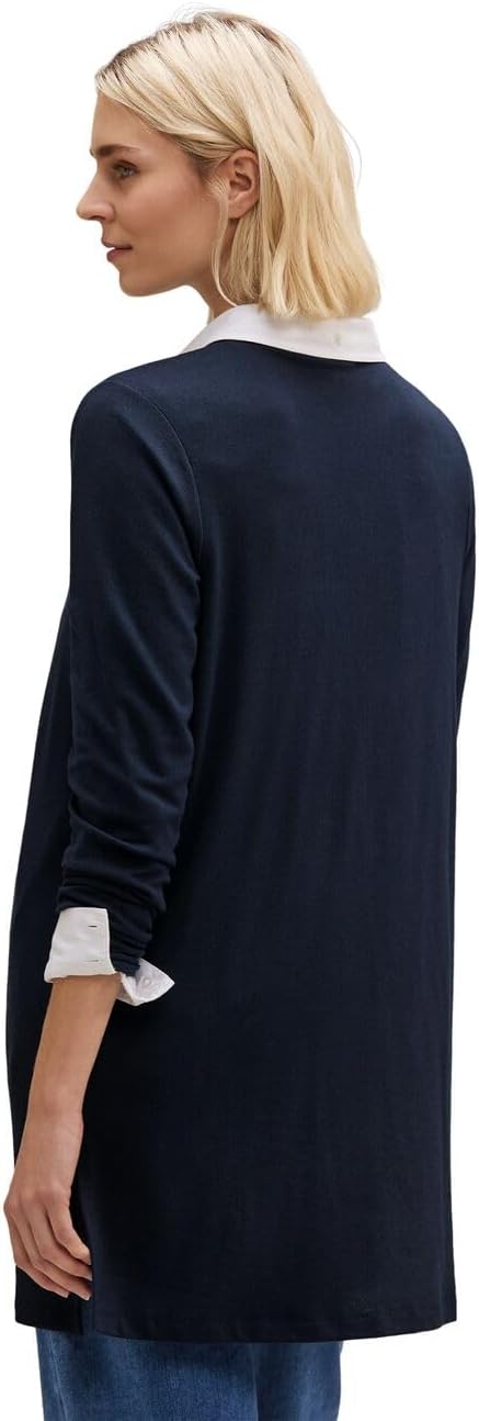 Detalje af let transparent strik og ribmanchet – Long Jacket w/Slits