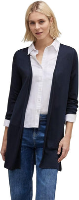Street One lang cardigan 320765 – V-hals, slidser i siden, viskoseblend