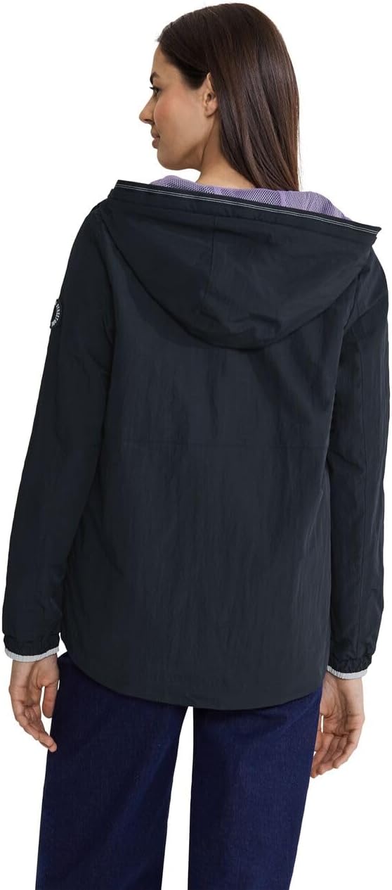 Street One Modern Windbreaker 201910 i Gravity Blue med hætte, refleksdetaljer og lukbare lommer