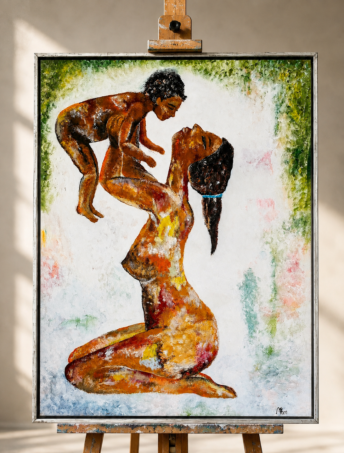 Original kunst Mama af Marie Bravo Morales malet med akryl på lærred