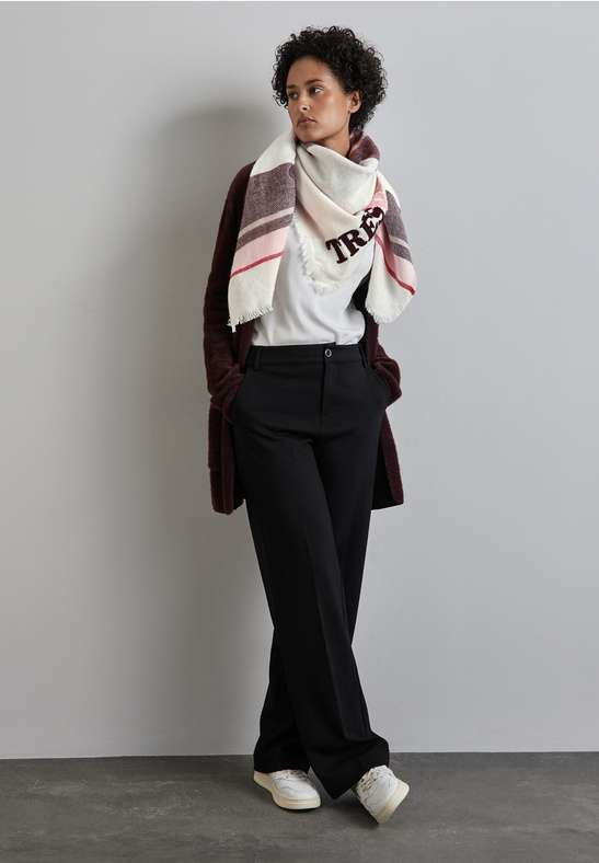 Street One - Check square scarf  w/ frotté letters