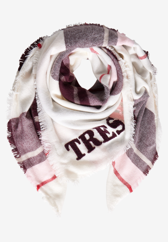 Street One - Check square scarf  w/ frotté letters