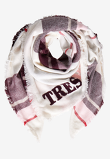 Street One - Check square scarf  w/ frotté letters