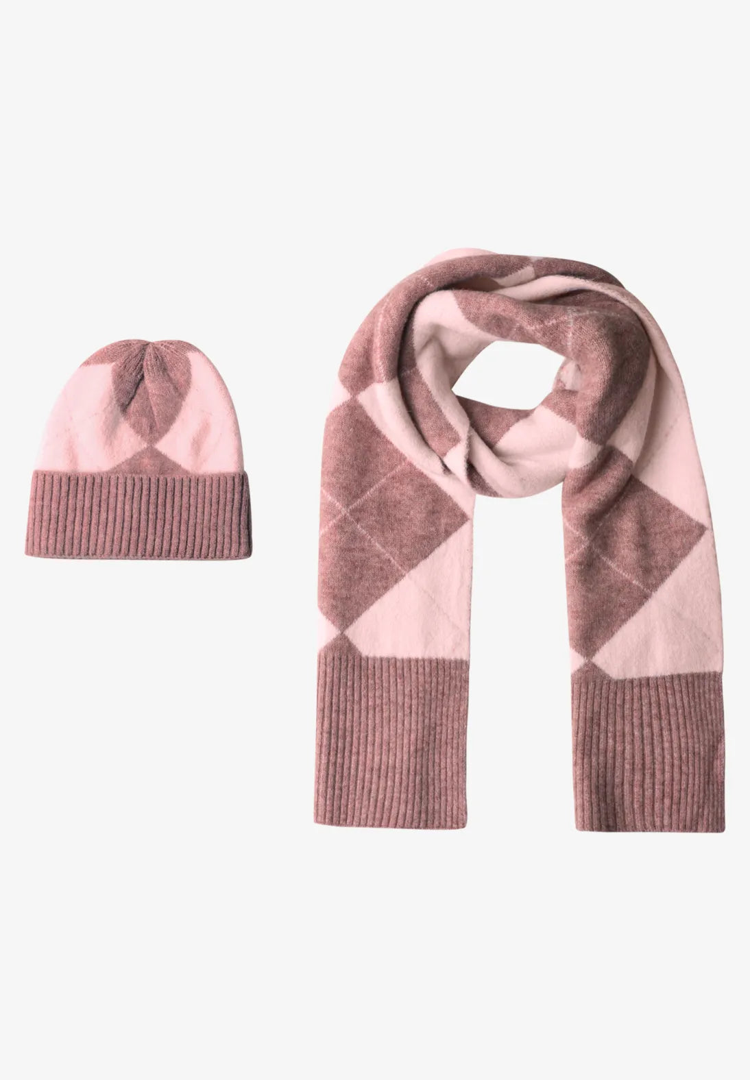 Street One Argyle Knit strikhue med behagelig stretch og ribstrik
