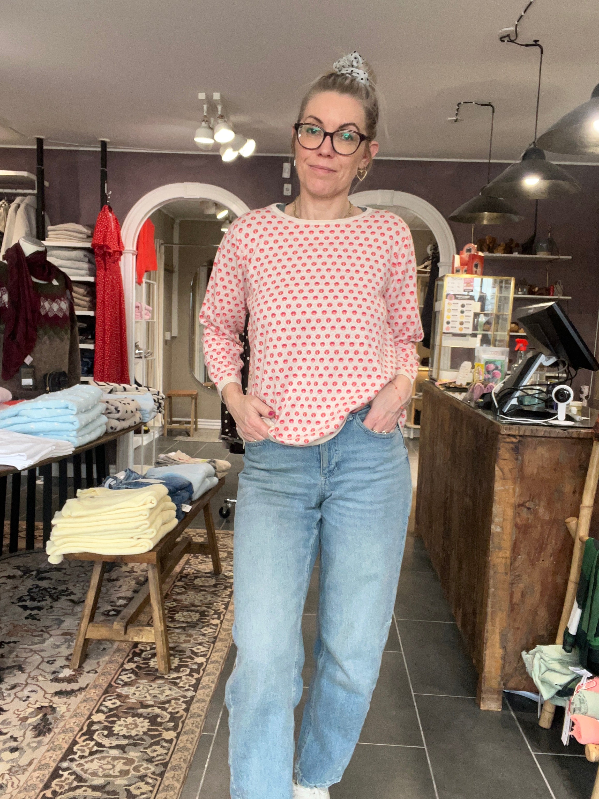 Mansted Poppie strikbluse soft red