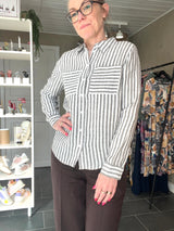 Striped Shirtcollar Linen – Hørskjorte med Striber – Espresso Brown – Street One