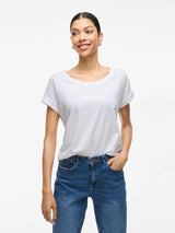 Klassisk dame T-shirt med rund hals i Optical Snow