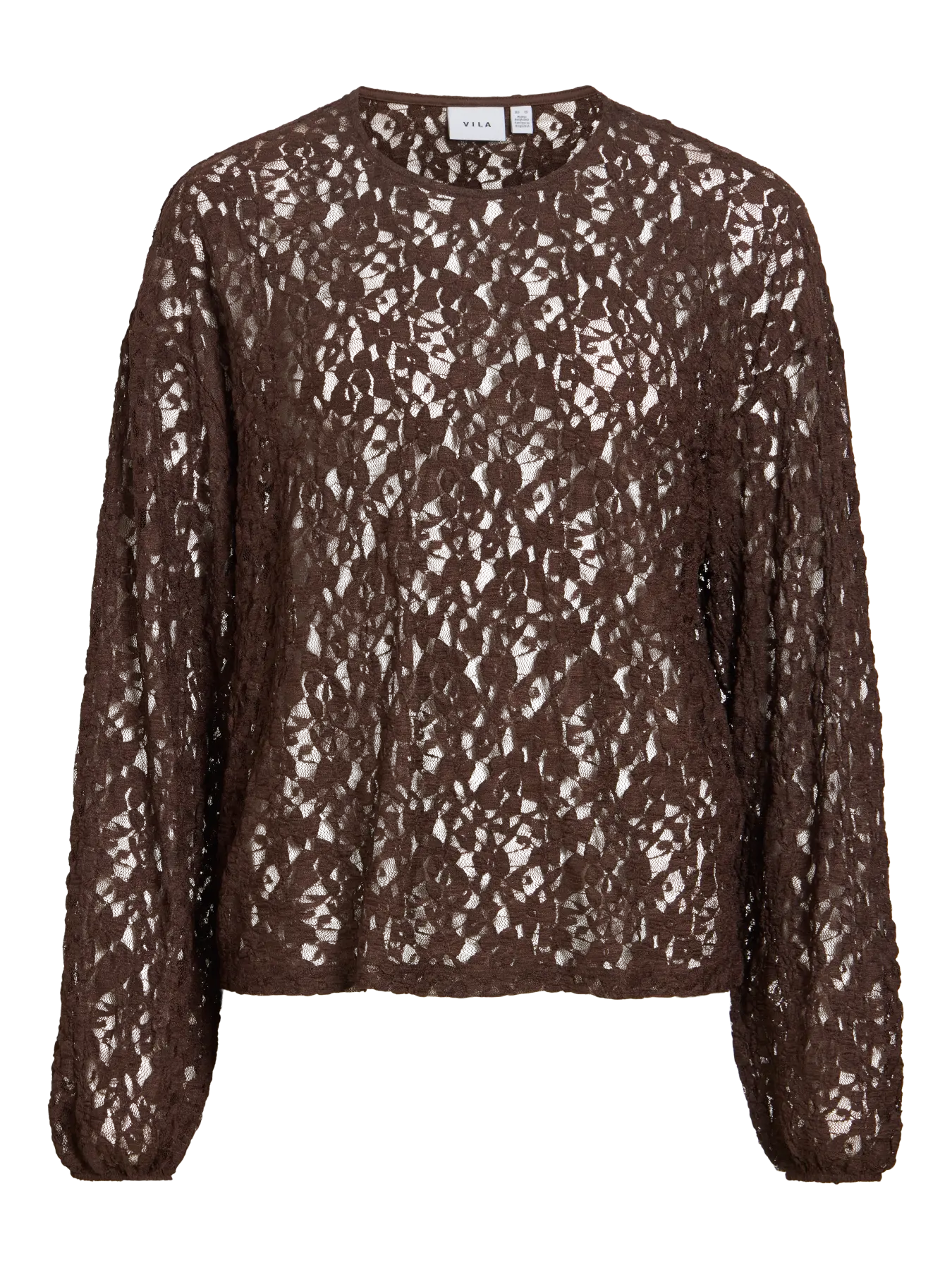 VILA 14118698 Coffee Bean top med rund hals og blonde