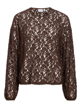 VILA 14118698 Coffee Bean top med rund hals og blonde