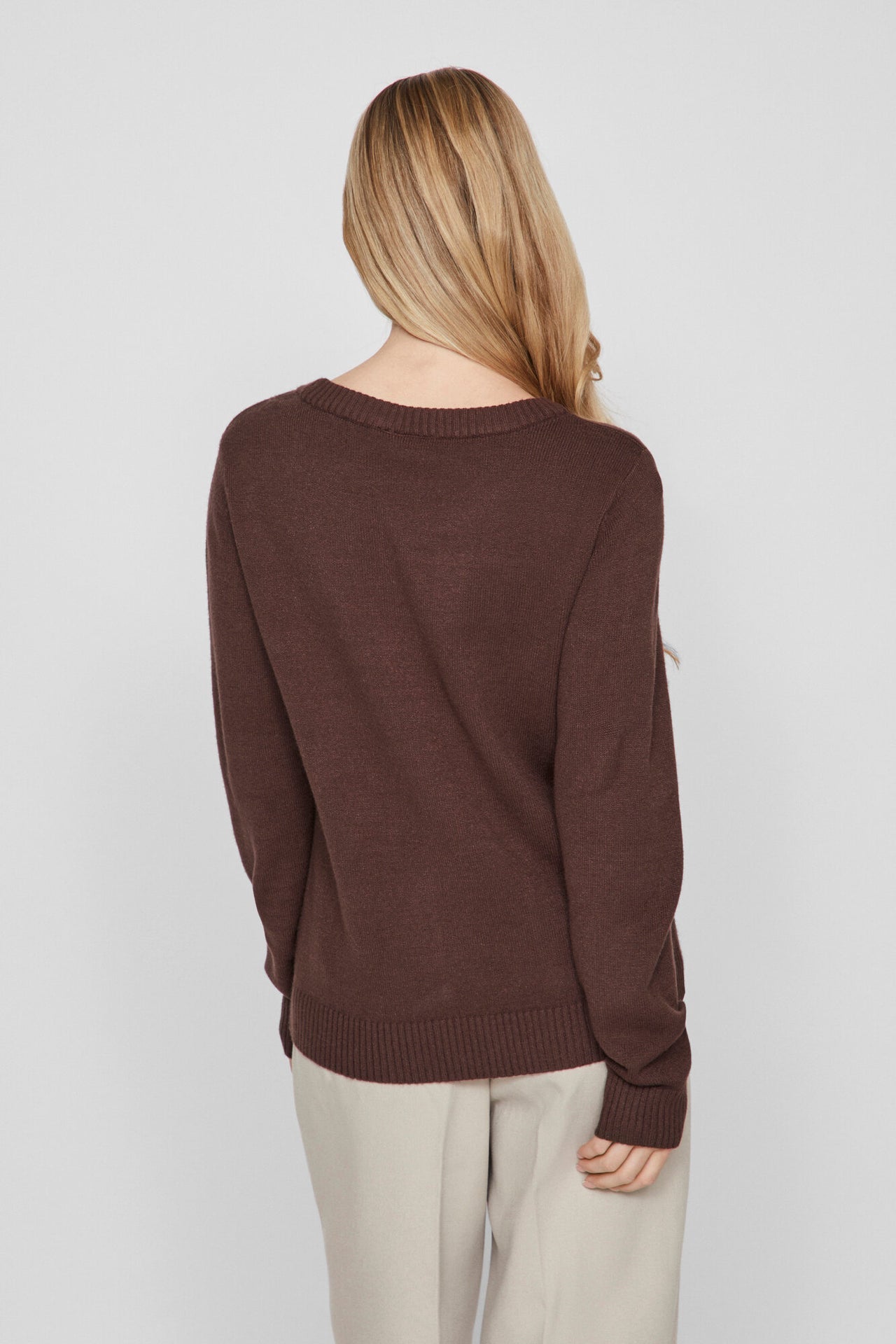 VILA VIRIL O-Neck 14054177 brun damestrik