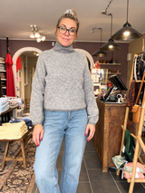 VILORY High Neck Knit Top – Strik med Høj Hals – Grå – VILA