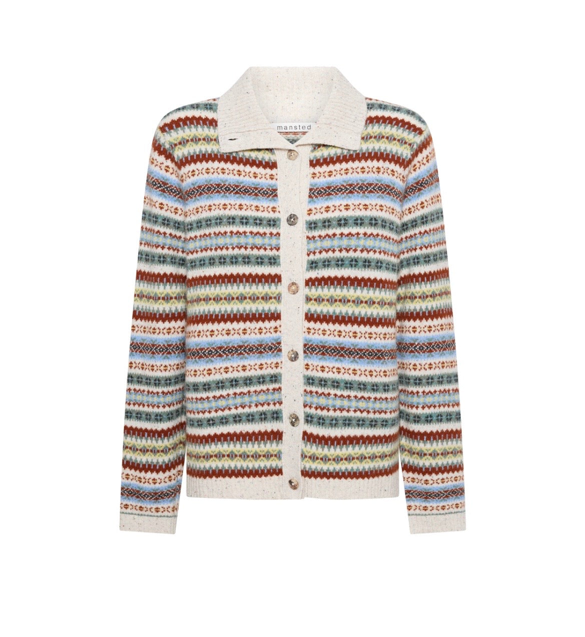 Faulkner Light Oat cardigan med høj ribstrikket hals