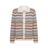 Faulkner Light Oat cardigan med høj ribstrikket hals