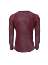 Black Colour glimmer mesh bluse i plum
