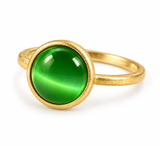 Cat Eye Fingerring fra Zefina Denmark i guld og grøn
