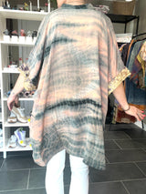 Upcyclet silk tunika med farverigt print