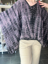 Cofur Lombok poncho blouse med bordeaux tie-dye effekt