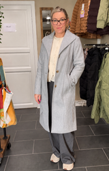 VILA Viclaudine Long Coat – Light Grey Melange