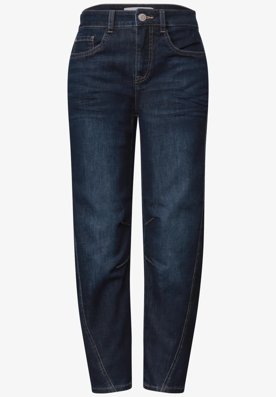 Street One mørkeblå barrel jeans 381487 med stretch